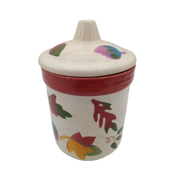 Candle Holder Lidded Hallmark Autumn Leaves Vanilla Jar Y2K Vintage 6 Inches - Picture 5 of 16